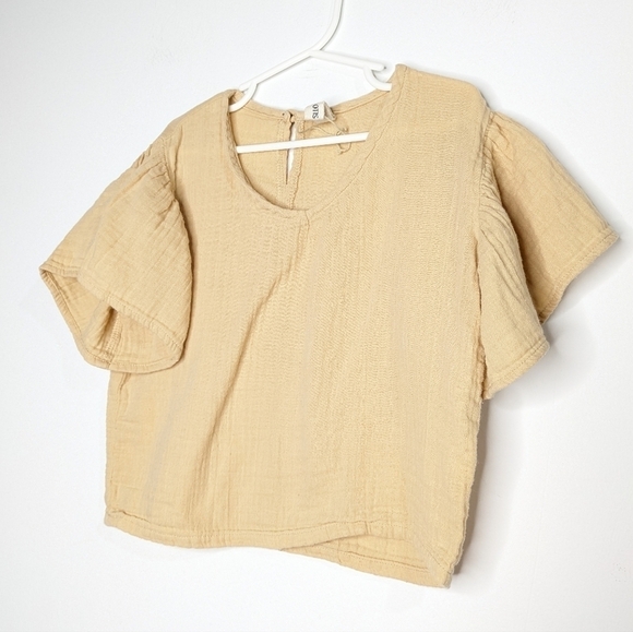 NWOT Yoli & Otis tan 100% organic cotton muslin short sleeve top 6Y - Picture 2 of 6